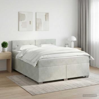 ARDEBO.de - Boxspringbett mit Matratze Hellgrau 160 x 200 cm Samt