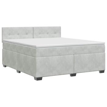 Boxspringbett mit Matratze Hellgrau 160 x 200 cm Samt
