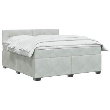 Boxspringbett mit Matratze Hellgrau 160 x 200 cm Samt