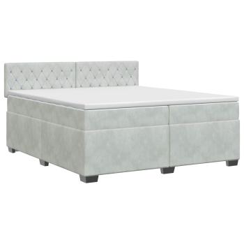 Boxspringbett mit Matratze Hellgrau 200 x 200 cm Samt