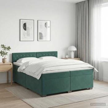 ARDEBO.de - Boxspringbett mit Matratze Dunkelgrün 200 x 200 cm Samt