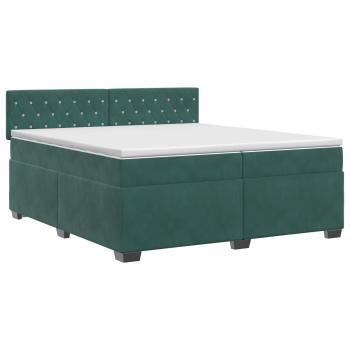 Boxspringbett mit Matratze Dunkelgrün 200 x 200 cm Samt