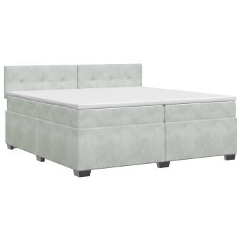 Boxspringbett mit Matratze Hellgrau 200 x 200 cm Samt