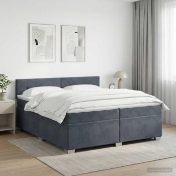 ARDEBO.de - Boxspringbett mit Matratze Dunkelgrau 200 x 200 cm Samt