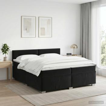 ARDEBO.de - Boxspringbett mit Matratze Schwarz 200 x 200 cm Samt