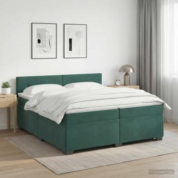 ARDEBO.de - Boxspringbett mit Matratze Dunkelgrün 200 x 200 cm Samt