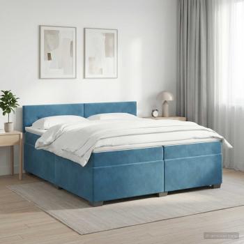 ARDEBO.de - Boxspringbett mit Matratze Dunkelblau 200 x 200 cm Samt