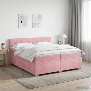 ARDEBO.de - Boxspringbett mit Matratze mit Kopfteil Rosa 200 x 200 cm Samt