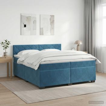 ARDEBO.de - Boxspringbett mit Matratze Dunkelblau 200 x 200 cm Samt