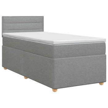 Boxspringbett mit Matratze Hellgrau 80 x 200 cm Stoff