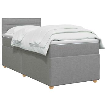 Boxspringbett mit Matratze Hellgrau 80 x 200 cm Stoff