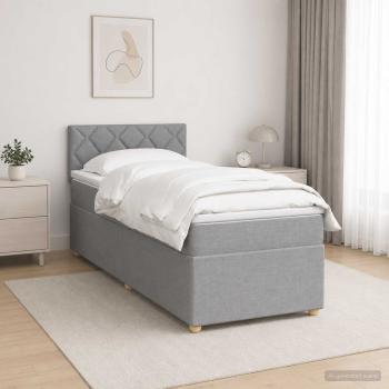 ARDEBO.de - Boxspringbett mit Matratze Hellgrau 80 x 200 cm Stoff