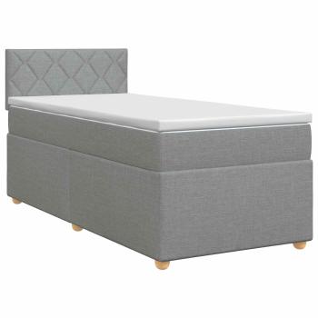 Boxspringbett mit Matratze Hellgrau 80 x 200 cm Stoff