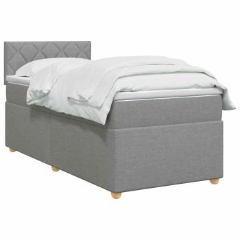 Boxspringbett mit Matratze Hellgrau 80 x 200 cm Stoff