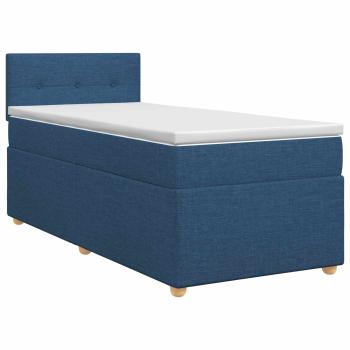 Boxspringbett mit Matratze mit Kopfteil Blau 90 x 200 cm Stoff