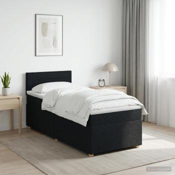 ARDEBO.de - Boxspringbett mit Matratze Schwarz 100 x 200 cm Stoff