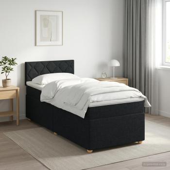 ARDEBO.de - Boxspringbett mit Matratze Schwarz 100 x 200 cm Stoff
