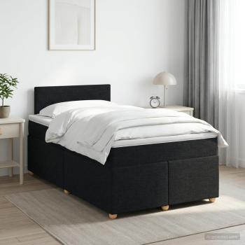 ARDEBO.de - Boxspringbett mit Matratze Schwarz 120 x 190 cm Stoff