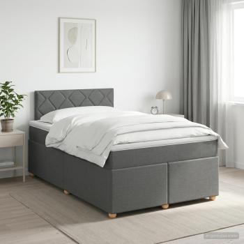 ARDEBO.de - Boxspringbett mit Matratze Dunkelgrau 120 x 190 cm Stoff