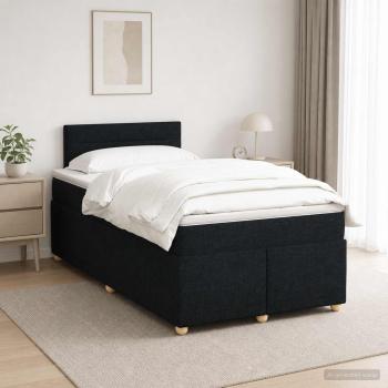 ARDEBO.de - Boxspringbett mit Matratze Schwarz 120 x 200 cm Stoff