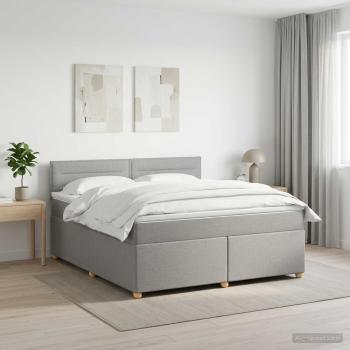 ARDEBO.de - Boxspringbett mit Matratze Hellgrau 140 x 190 cm Stoff