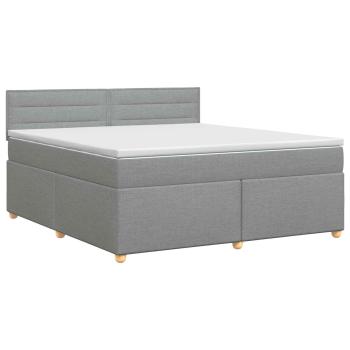 Boxspringbett mit Matratze Hellgrau 140 x 190 cm Stoff