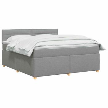 Boxspringbett mit Matratze Hellgrau 140 x 190 cm Stoff