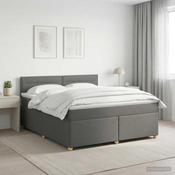 ARDEBO.de - Boxspringbett mit Matratze Dunkelgrau 140 x 190 cm Stoff