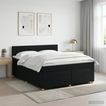 ARDEBO.de - Boxspringbett mit Matratze Schwarz 140 x 190 cm Stoff