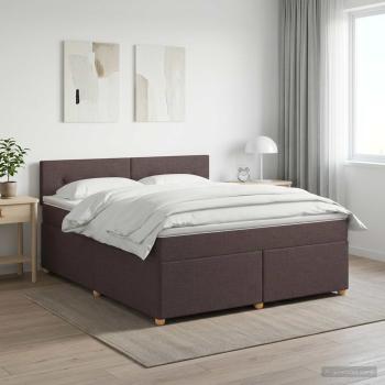 ARDEBO.de - Boxspringbett mit Matratze Dunkelbraun 140 x 190 cm Stoff