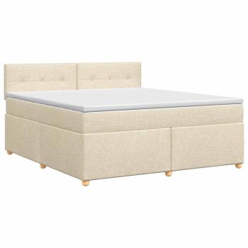 Boxspringbett mit Matratze Creme 140 x 190 cm Stoff