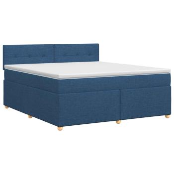 Boxspringbett mit Matratze mit Kopfteil Blau 140 x 190 cm Stoff
