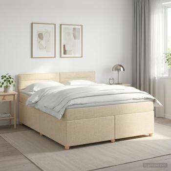 ARDEBO.de - Boxspringbett mit Matratze Creme 140 x 200 cm Stoff