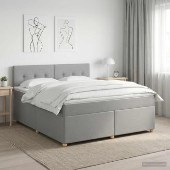 ARDEBO.de - Boxspringbett mit Matratze Hellgrau 140 x 200 cm Stoff