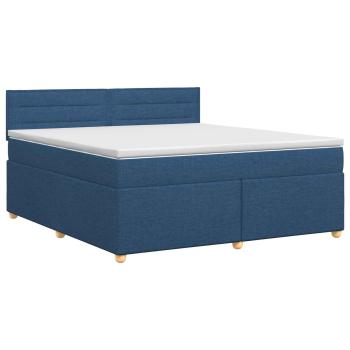 Boxspringbett mit Matratze mit Kopfteil Blau 180 x 200 cm Stoff