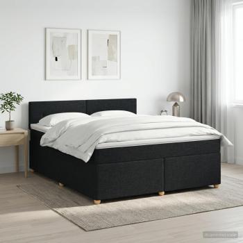ARDEBO.de - Boxspringbett mit Matratze Schwarz 180 x 200 cm Stoff