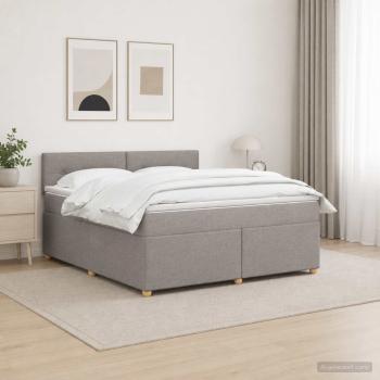 ARDEBO.de - Boxspringbett mit Matratze Taupe 180 x 200 cm Stoff
