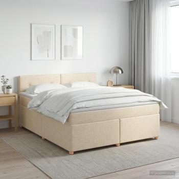 ARDEBO.de - Boxspringbett mit Matratze Creme 180 x 200 cm Stoff