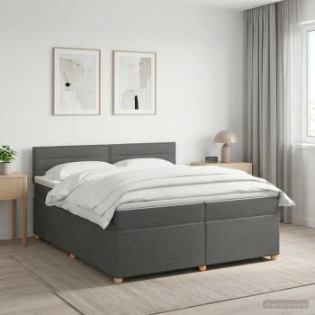 ARDEBO.de - Boxspringbett mit Matratze Dunkelgrau 200 x 200 cm Stoff