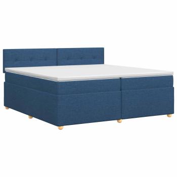 Boxspringbett mit Matratze mit Kopfteil Blau 200 x 200 cm Stoff