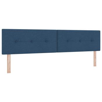 Boxspringbett mit Matratze mit Kopfteil Blau 200 x 200 cm Stoff