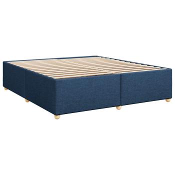Boxspringbett mit Matratze mit Kopfteil Blau 200 x 200 cm Stoff