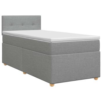 Boxspringbett mit Matratze Hellgrau 90 x 190 cm Stoff