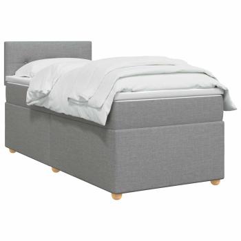 Boxspringbett mit Matratze Hellgrau 90 x 190 cm Stoff