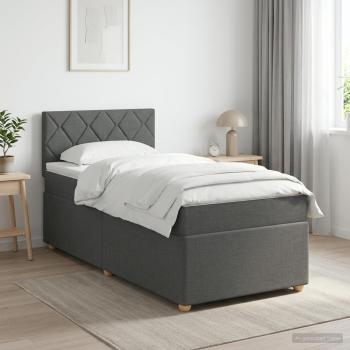 ARDEBO.de - Boxspringbett mit Matratze Dunkelgrau 90 x 190 cm Stoff