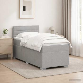 ARDEBO.de - Boxspringbett mit Matratze Hellgrau 80 x 200 cm Stoff