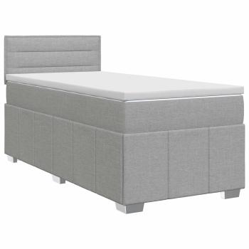 Boxspringbett mit Matratze Hellgrau 80 x 200 cm Stoff