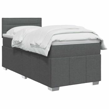 Boxspringbett mit Matratze Dunkelgrau 80 x 200 cm Stoff