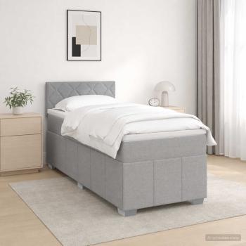 ARDEBO.de - Boxspringbett mit Matratze Hellgrau 80 x 200 cm Stoff