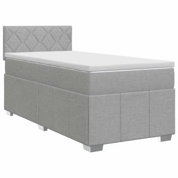 Boxspringbett mit Matratze Hellgrau 80 x 200 cm Stoff